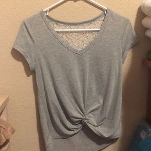 Grey shirt with lace on the back